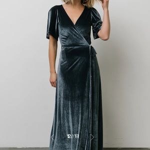 Meghan Velvet Wrap Maxi Dress, Dark Blue, size Medium, Worn Once.